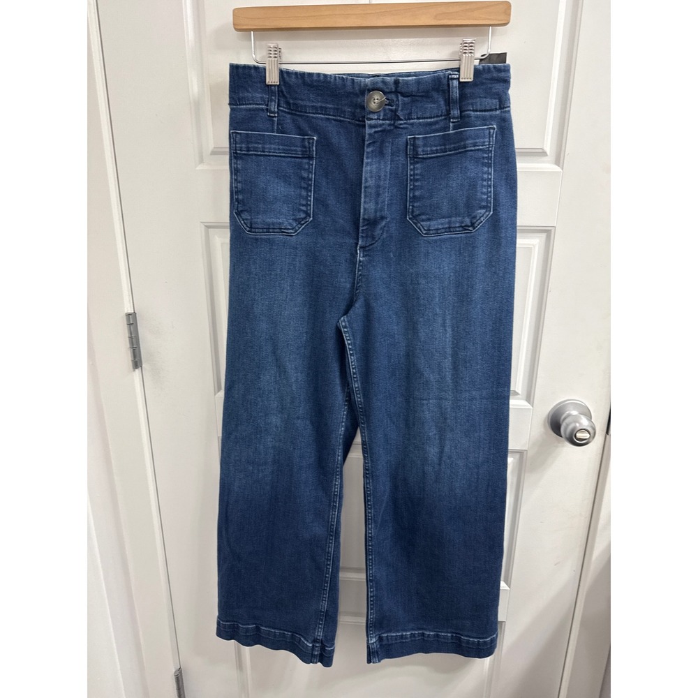 Pilcro The Skipper Wide Leg Jeans 30 Medium Wash High Rise Patch Pocket Denim